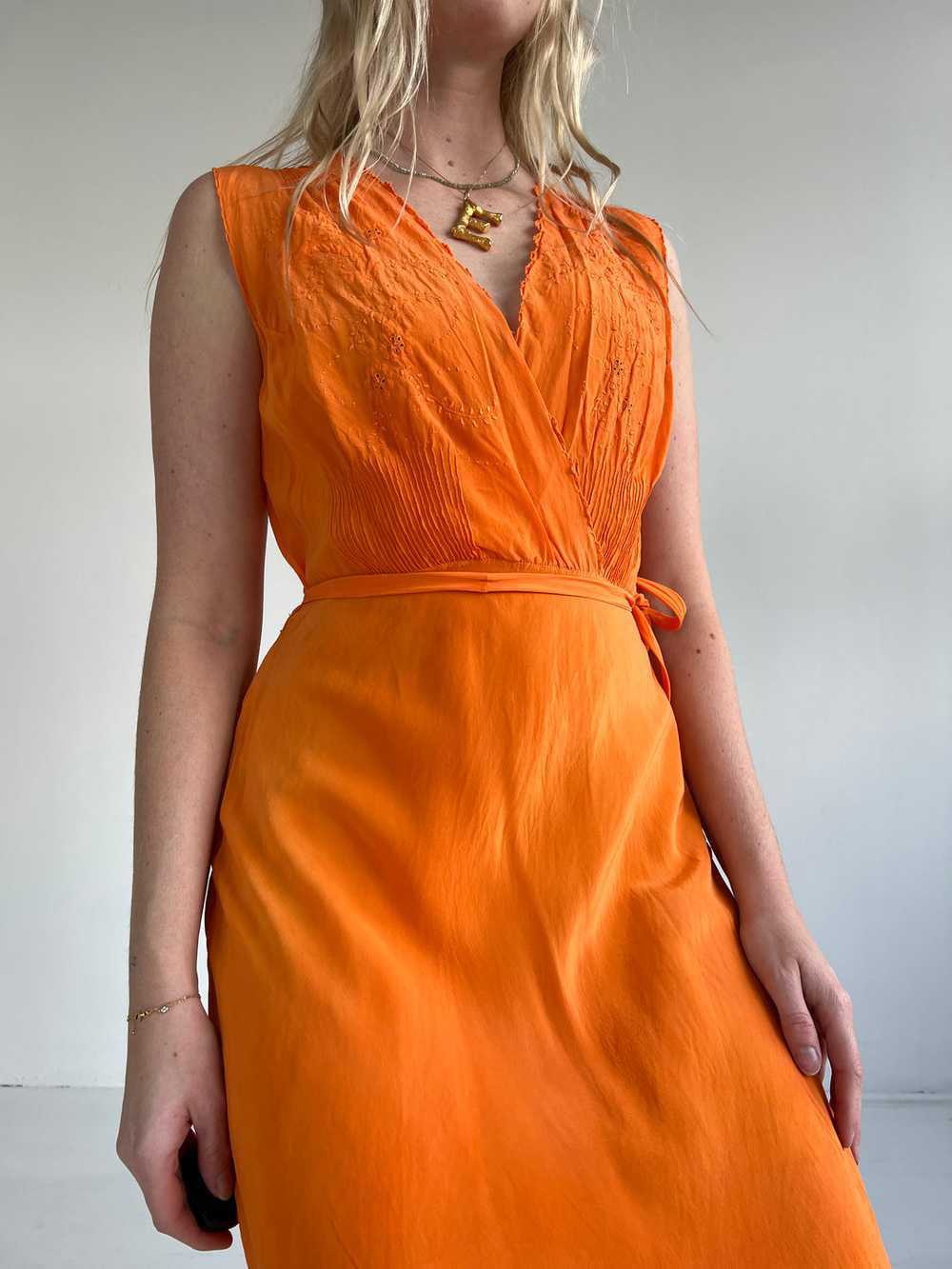 Hand Dyed Orange Silk Slip Dress - image 3