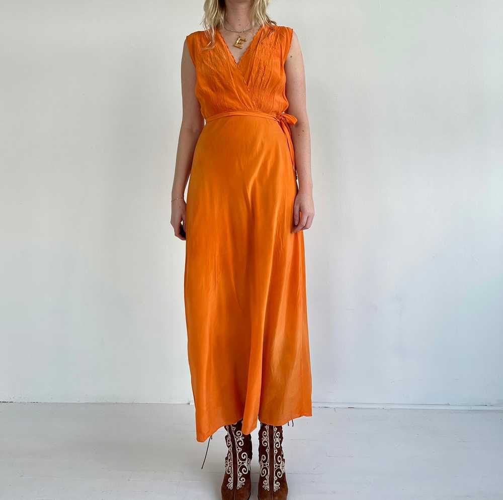 Hand Dyed Orange Silk Slip Dress - image 4
