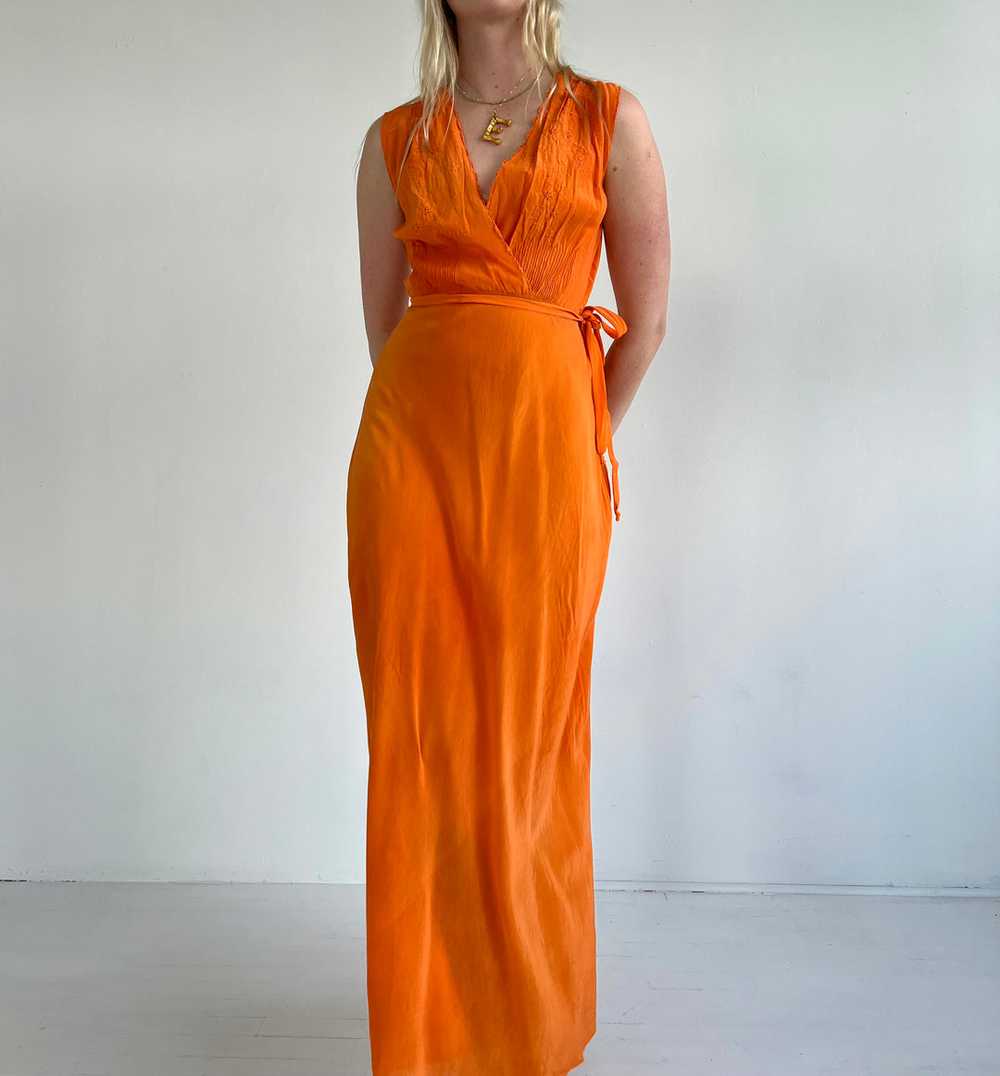 Hand Dyed Orange Silk Slip Dress - image 5