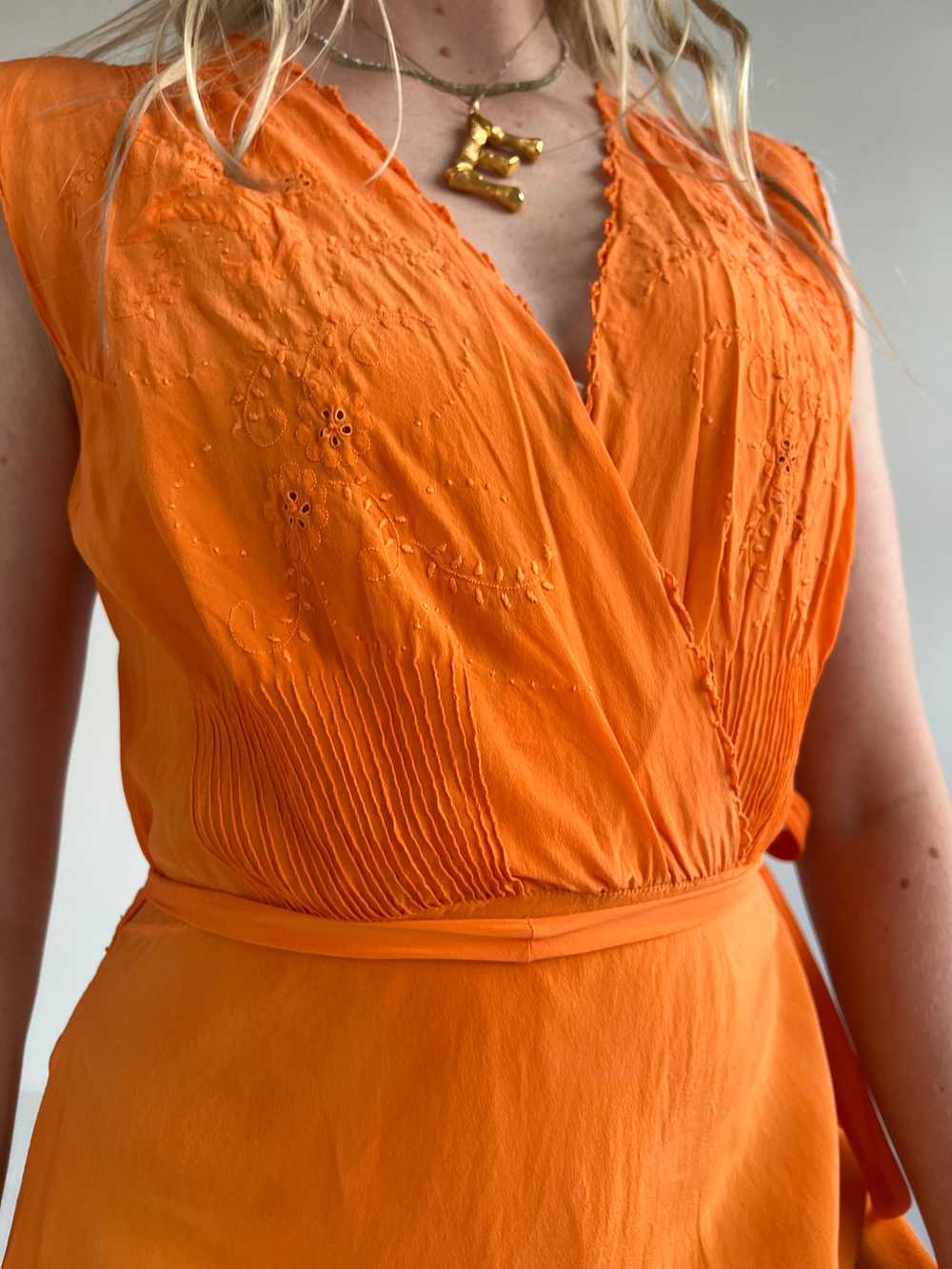 Hand Dyed Orange Silk Slip Dress - image 6
