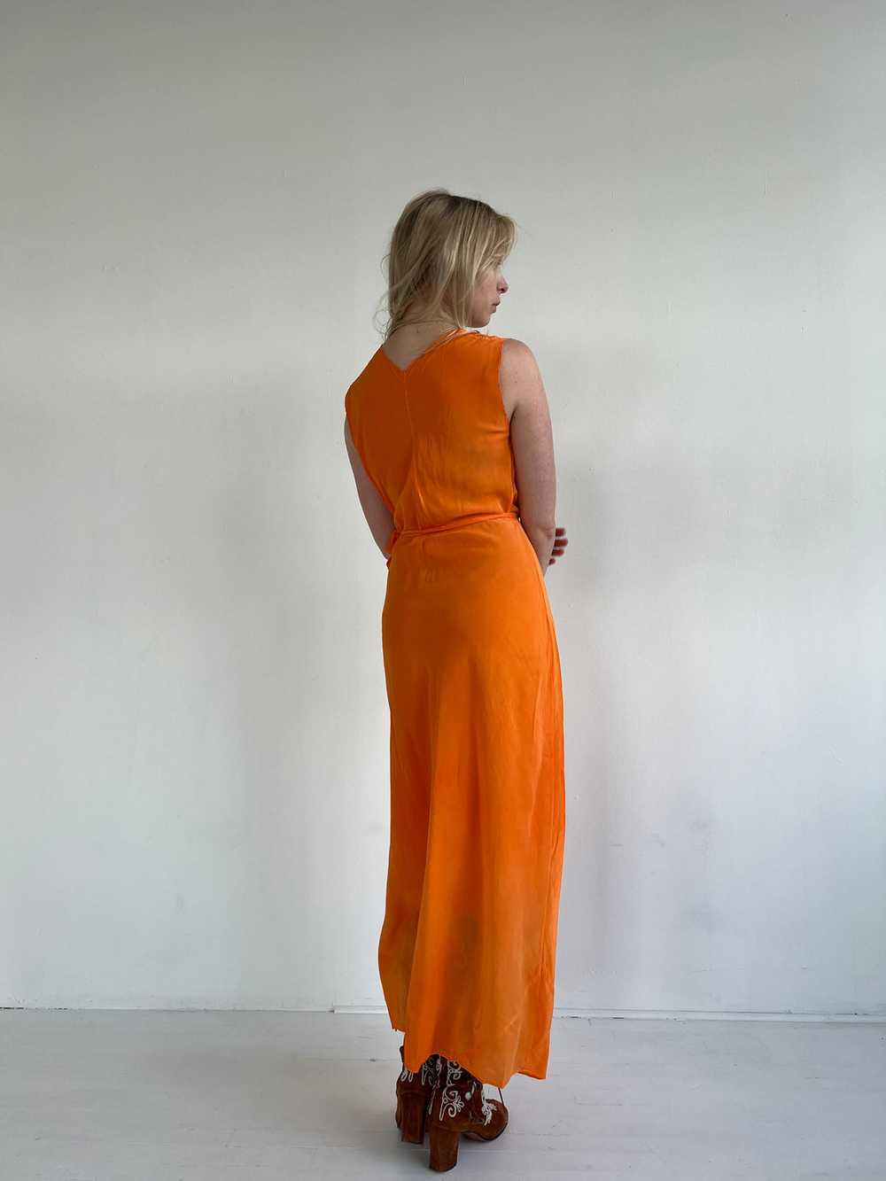 Hand Dyed Orange Silk Slip Dress - image 7