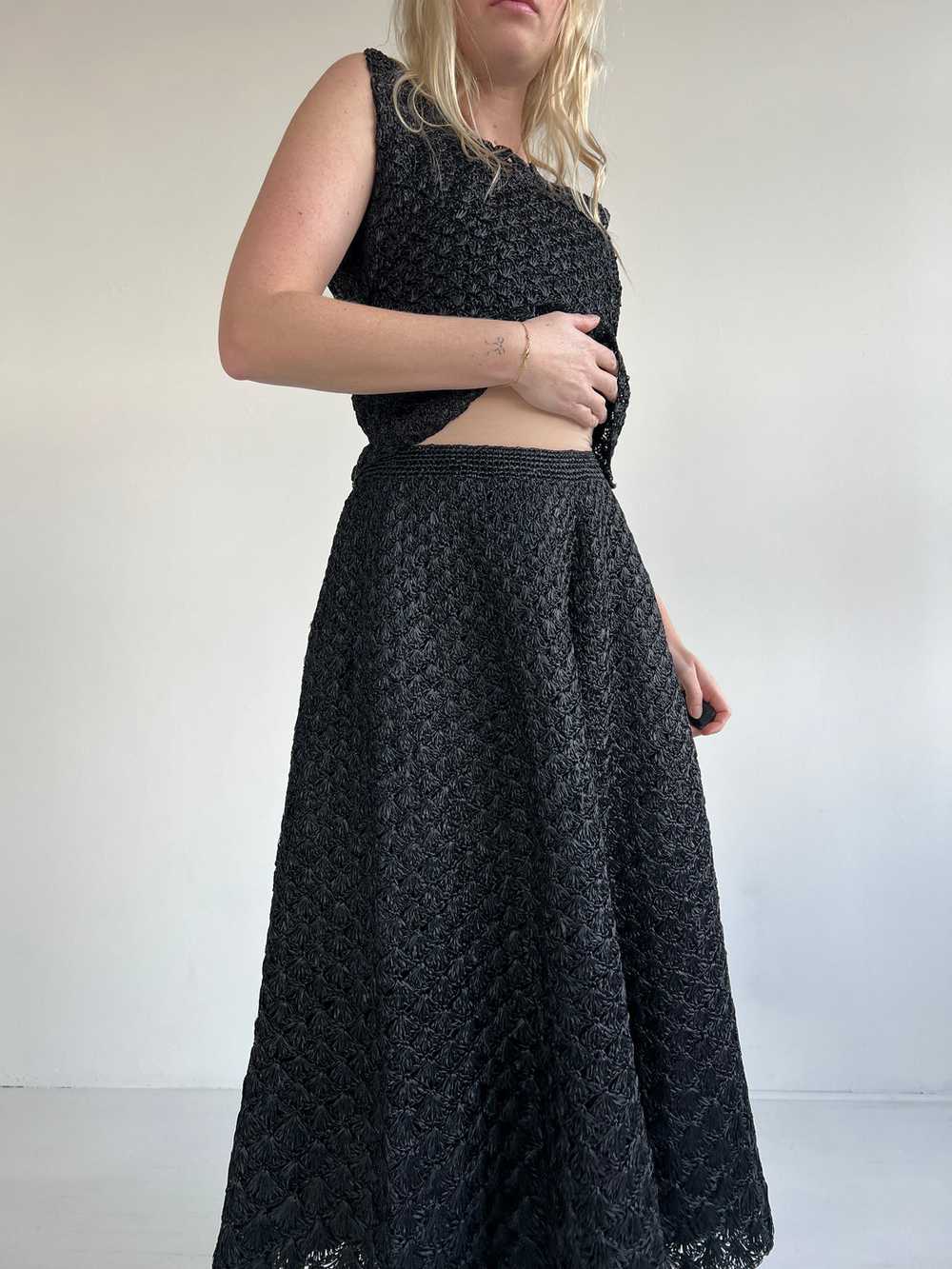 1950's Black Raffia Skirt Set - image 4