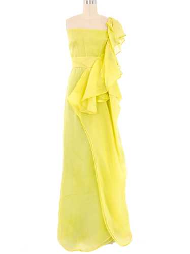 Valentino Chartreuse Silk Organza Gown - image 1
