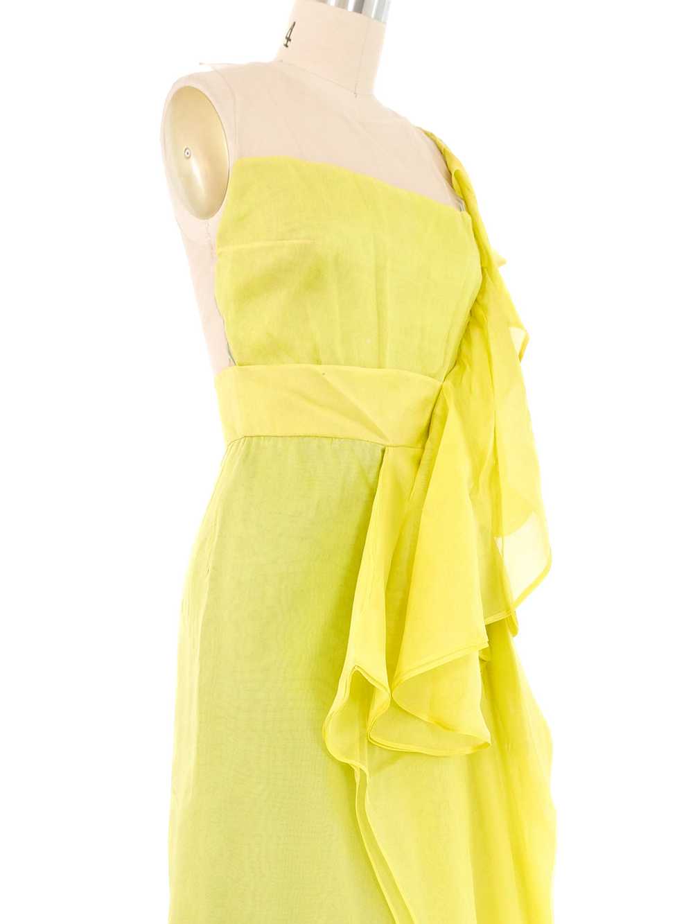Valentino Chartreuse Silk Organza Gown - image 2