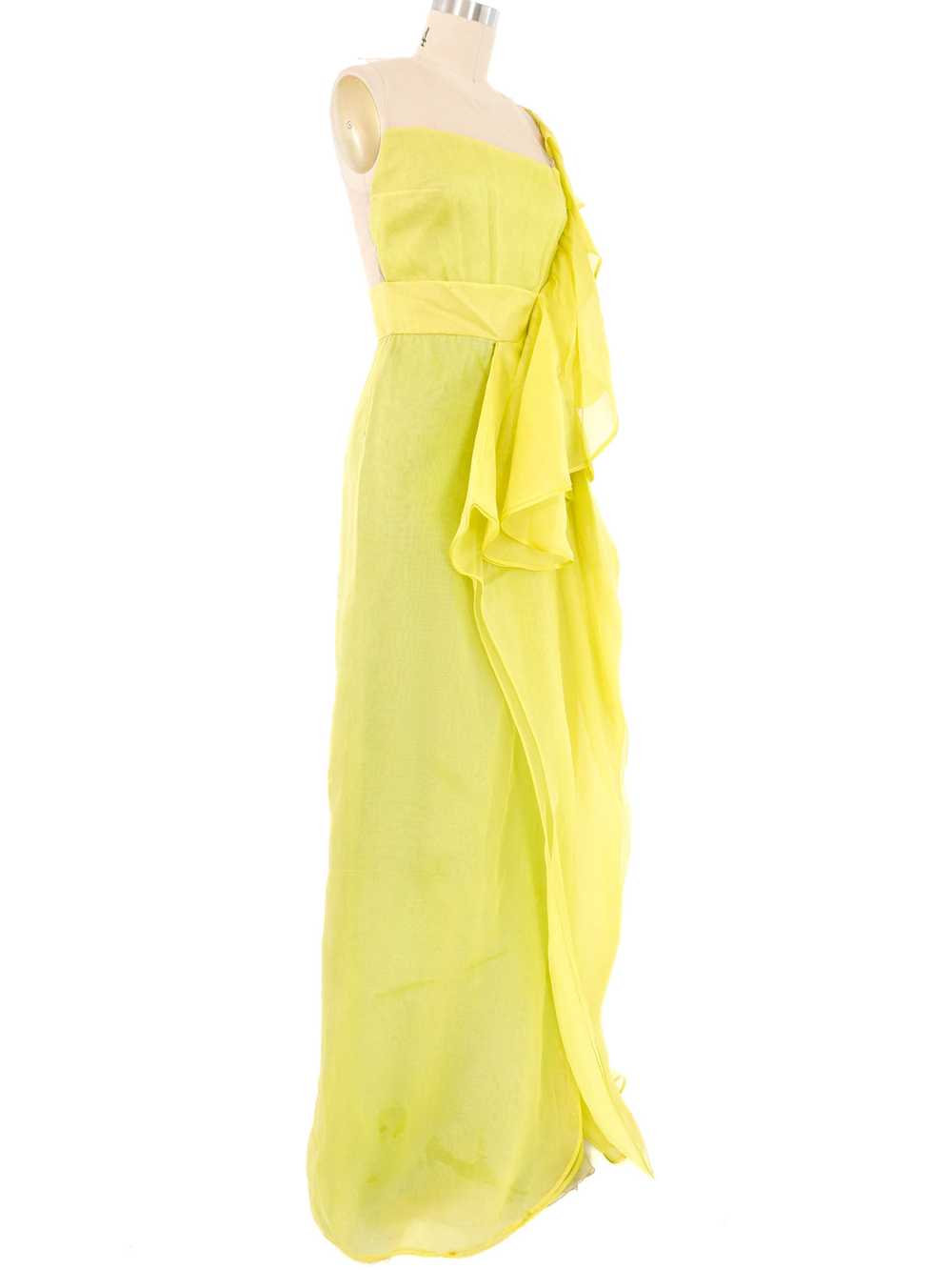 Valentino Chartreuse Silk Organza Gown - image 3