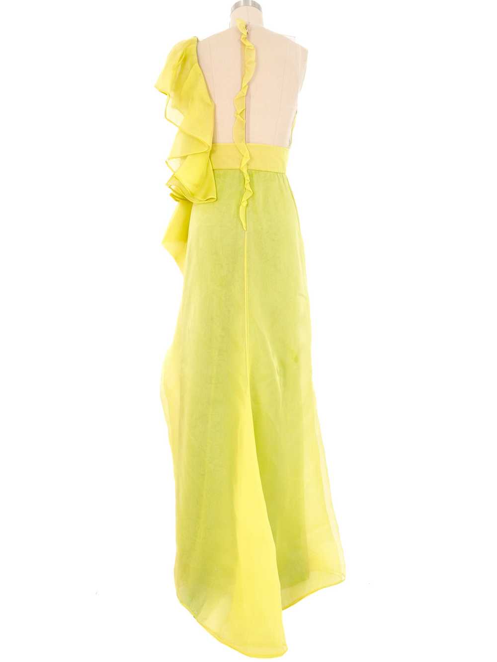 Valentino Chartreuse Silk Organza Gown - image 4