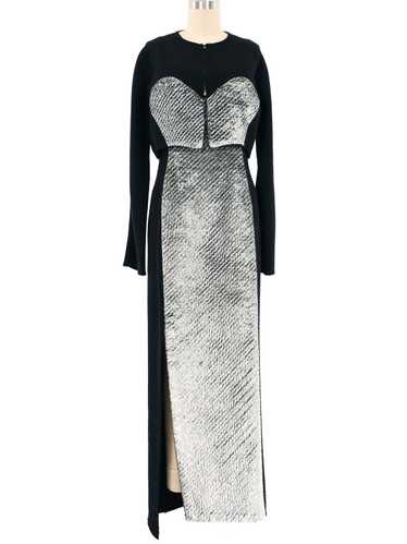 Geoffrey Beene Metallic Silver Accented Gown Ense… - image 1