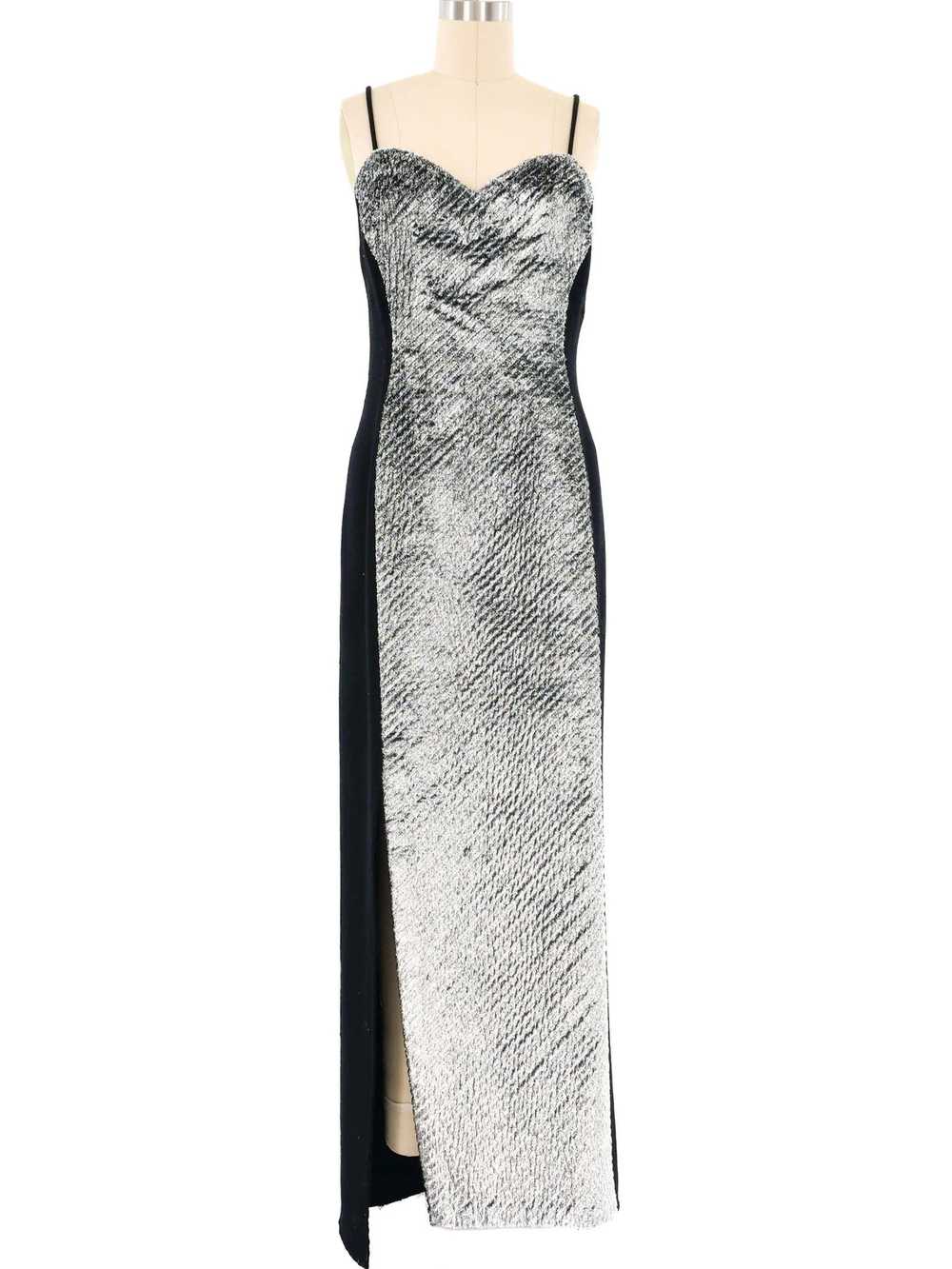 Geoffrey Beene Metallic Silver Accented Gown Ense… - image 2