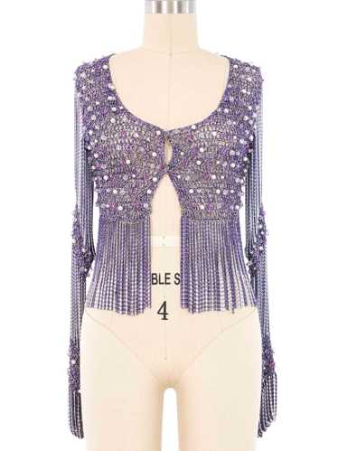 Loris Azzaro Purple Chain Knit Cardigan