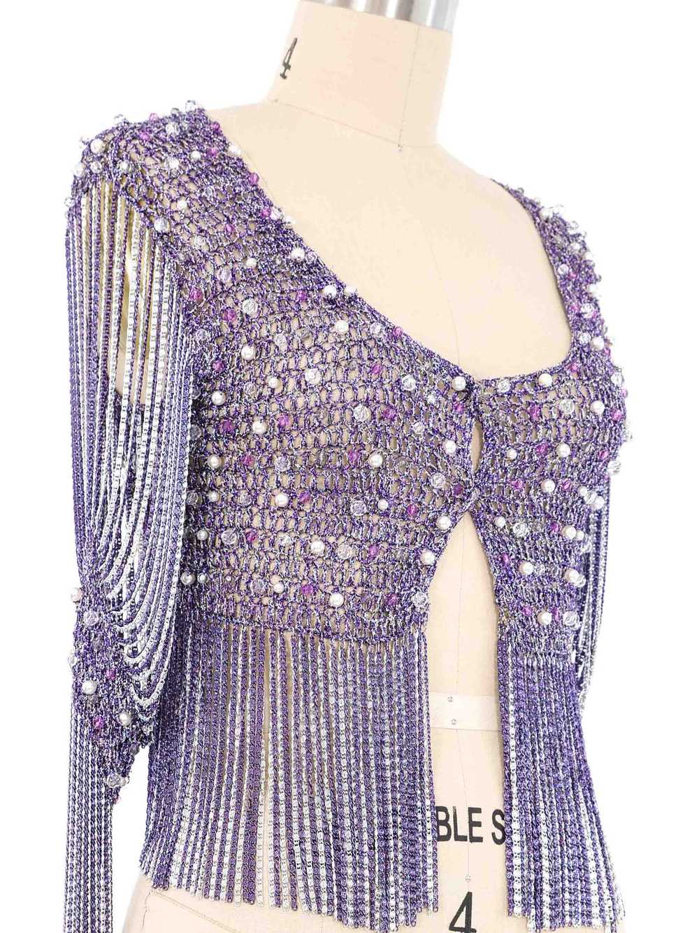 Loris Azzaro Purple Chain Knit Cardigan - image 2