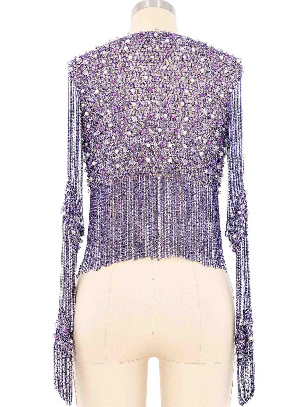 Loris Azzaro Purple Chain Knit Cardigan - image 4