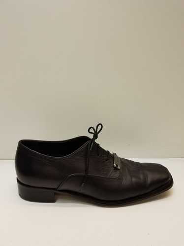 Versace Black Leather Lace-Up Oxford Shoe Men's Si