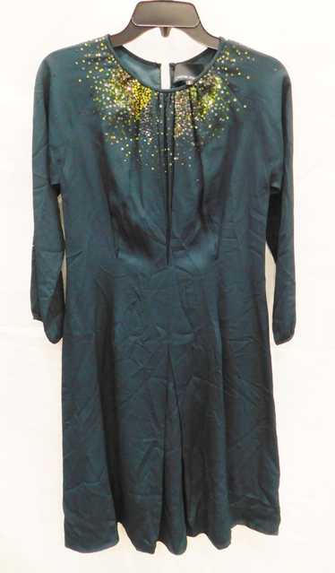 Cynthia Rowley Dark Green Silk Dress w/Sequins Siz