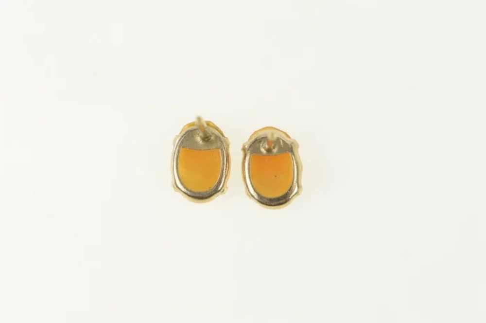 14K Inset Cameo Women Vintage Stud Earrings Yello… - image 2