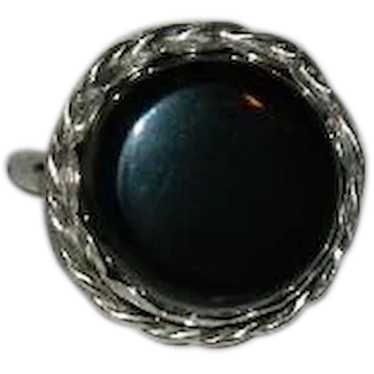 Dramatic Hand Crafted Apache Tear Sterling Silver… - image 1