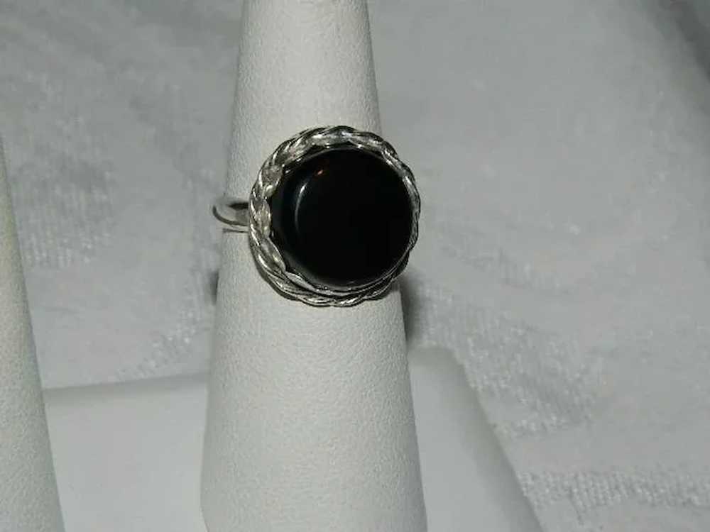 Dramatic Hand Crafted Apache Tear Sterling Silver… - image 2