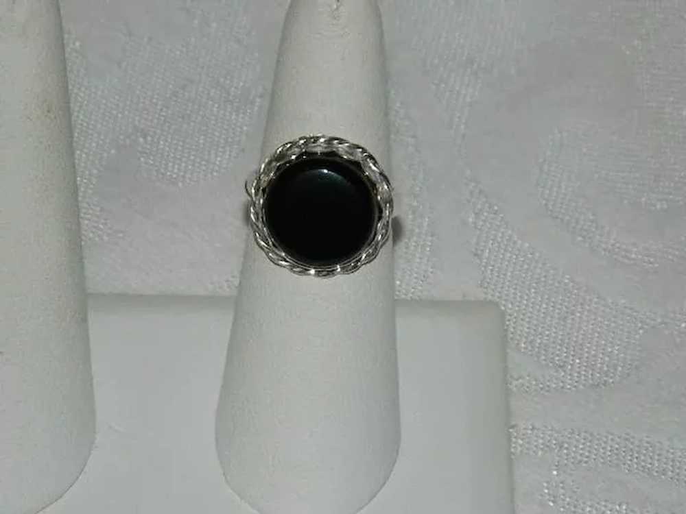 Dramatic Hand Crafted Apache Tear Sterling Silver… - image 3