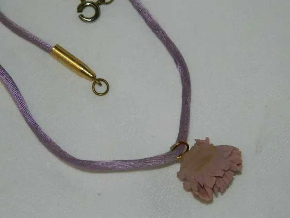 Sweet Purple Porcelain Frilly Flower Pendant on S… - image 3