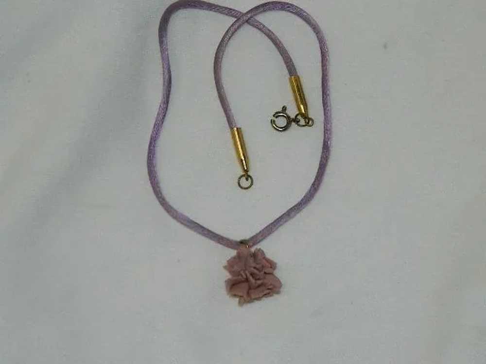 Sweet Purple Porcelain Frilly Flower Pendant on S… - image 4