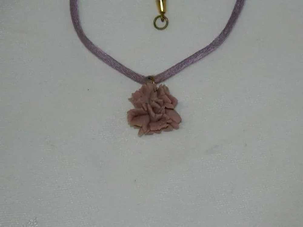 Sweet Purple Porcelain Frilly Flower Pendant on S… - image 5