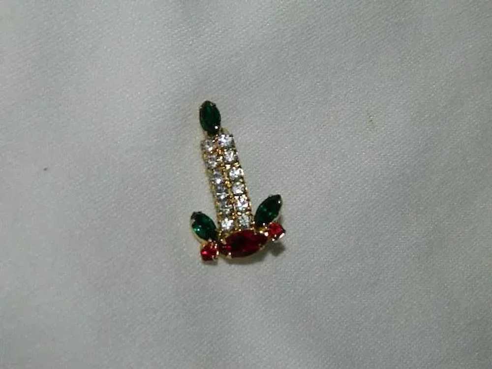 Brilliant Christmas Candle Rhinestone Brooch, Pin - image 2