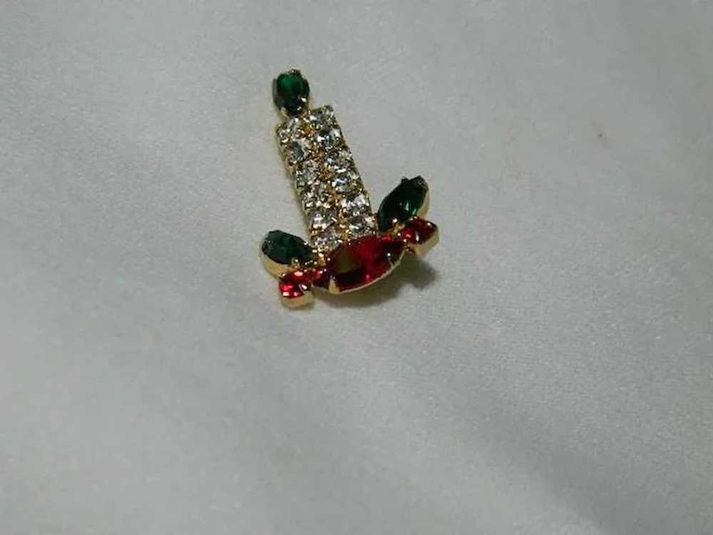 Brilliant Christmas Candle Rhinestone Brooch, Pin - image 3