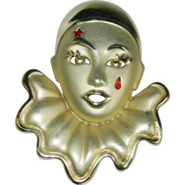 Pierrot Clown Face Head Brooch - image 1