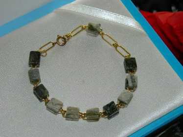 Interesting Caged stone Gold Tone Link Bracelet - image 1