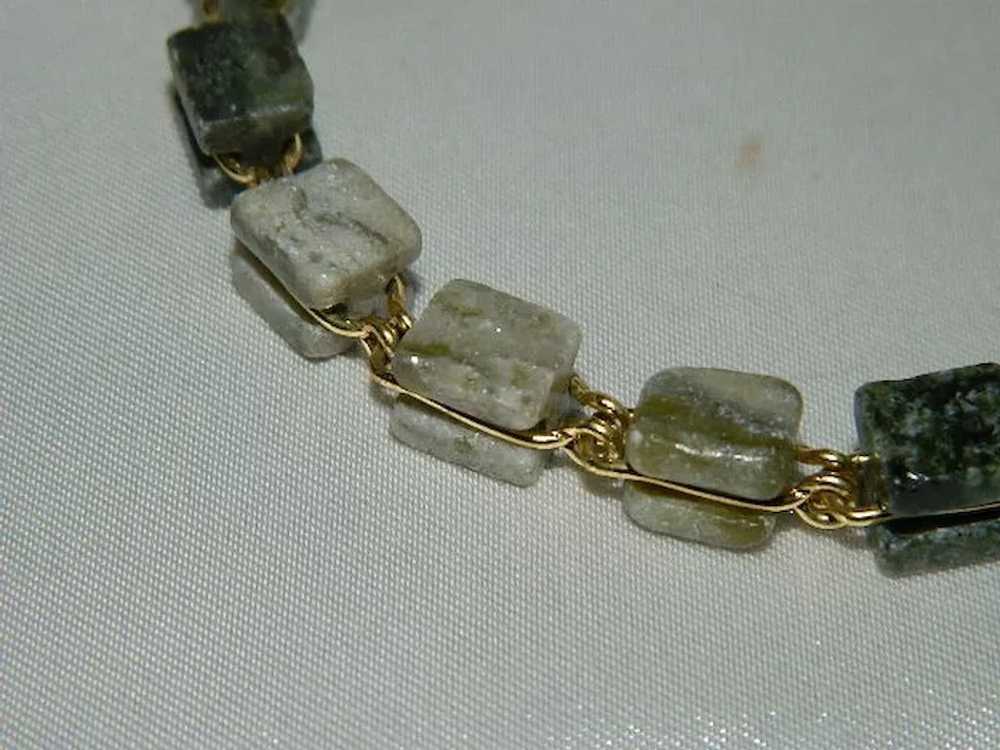 Interesting Caged stone Gold Tone Link Bracelet - image 3