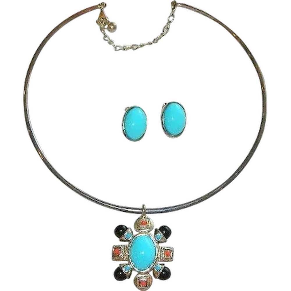 Stunning Etruscan Revival Collar Necklace & Earri… - image 1