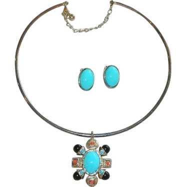 Stunning Etruscan Revival Collar Necklace & Earri… - image 1