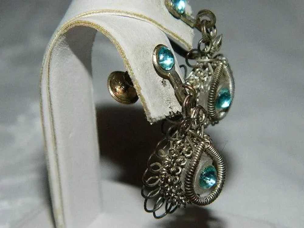 Hand Done Cannetille Filigree Sterling Aquamarine… - image 3