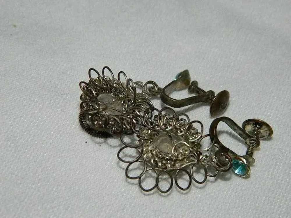 Hand Done Cannetille Filigree Sterling Aquamarine… - image 4