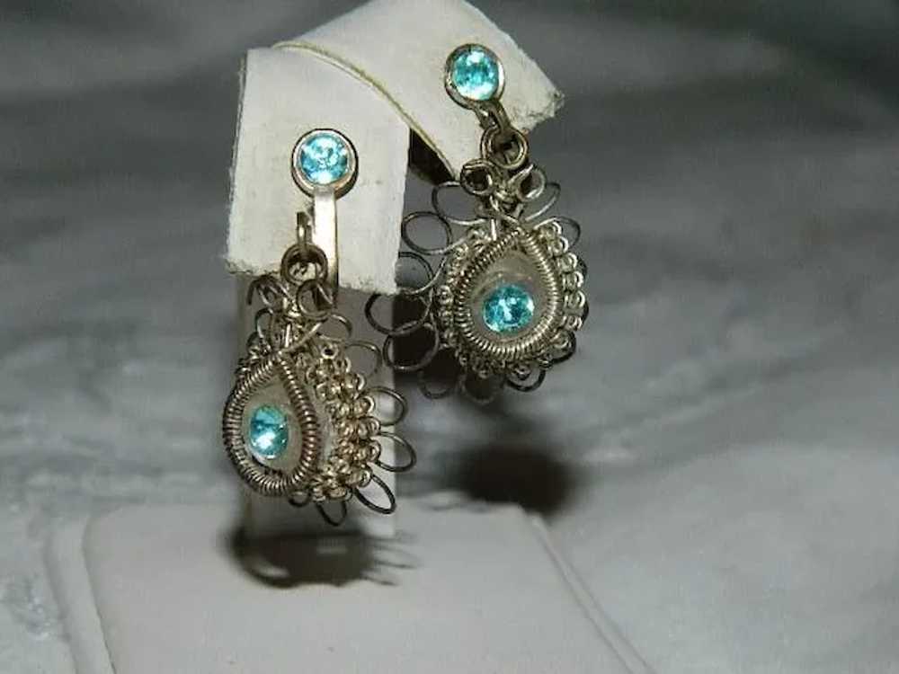 Hand Done Cannetille Filigree Sterling Aquamarine… - image 5