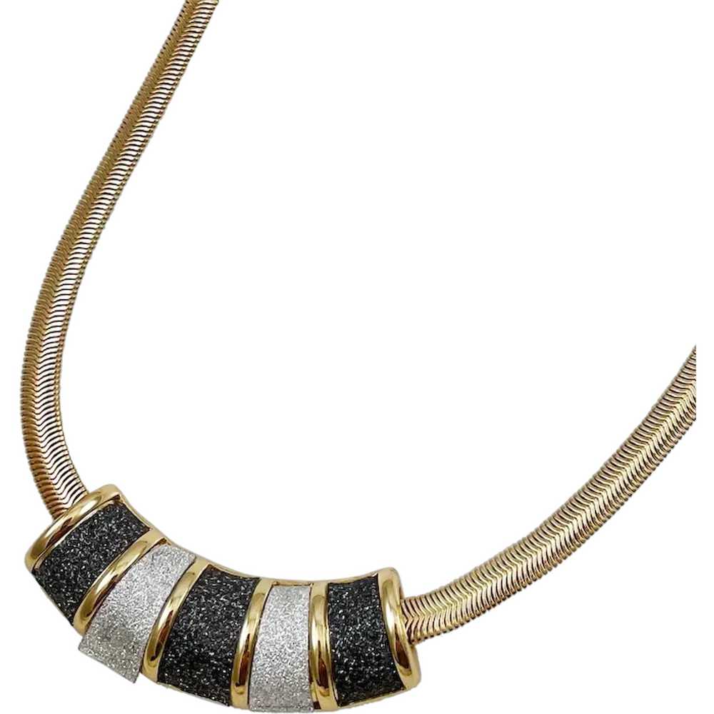 Monet Flat Snake Gold & Silver Tone Necklace NWT - image 1