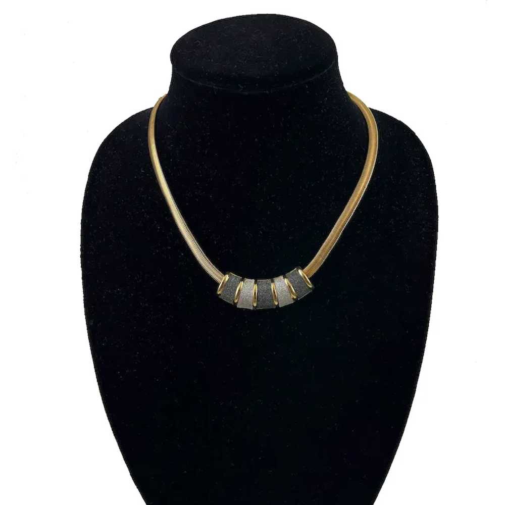 Monet Flat Snake Gold & Silver Tone Necklace NWT - image 2