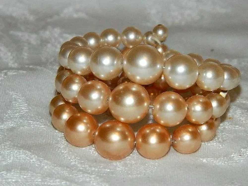 Fresh Shades of Peach Memory Beaded Bracelet - image 2
