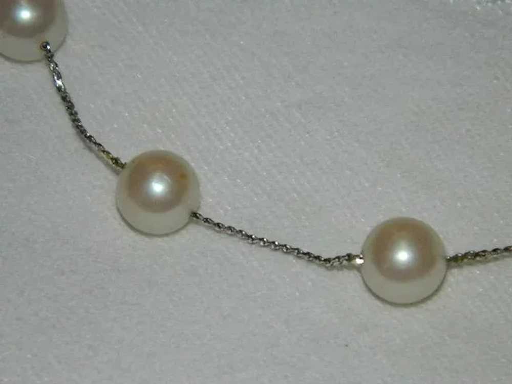 Chic Sterling Silver Faux Pearl Beaded Chain Neck… - image 3