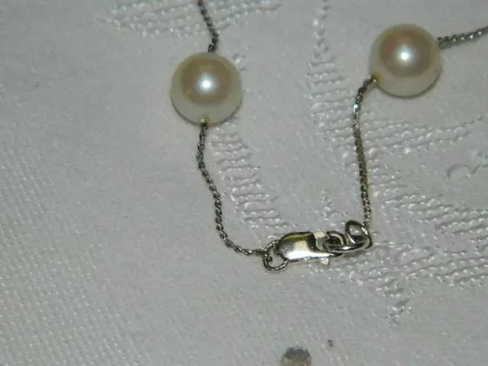 Chic Sterling Silver Faux Pearl Beaded Chain Neck… - image 4