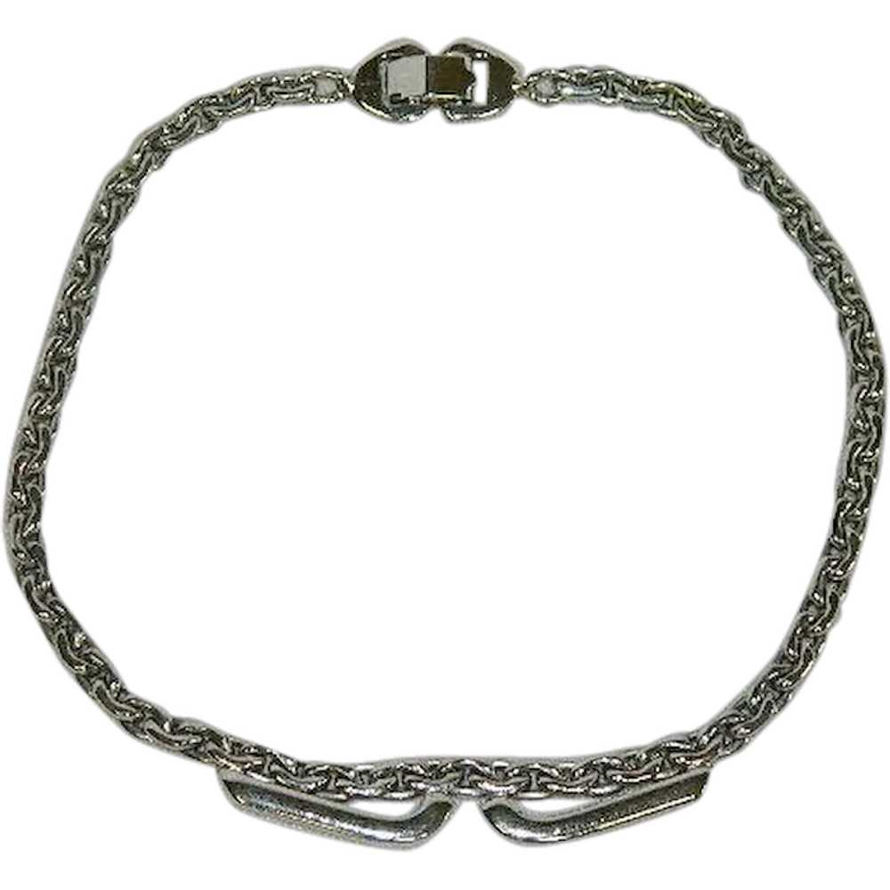 Delicious Sperry Silver Tone Chain Necklace Choke… - image 1