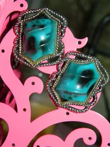 Gorgeous Chunky Faux Turquoise Earrings