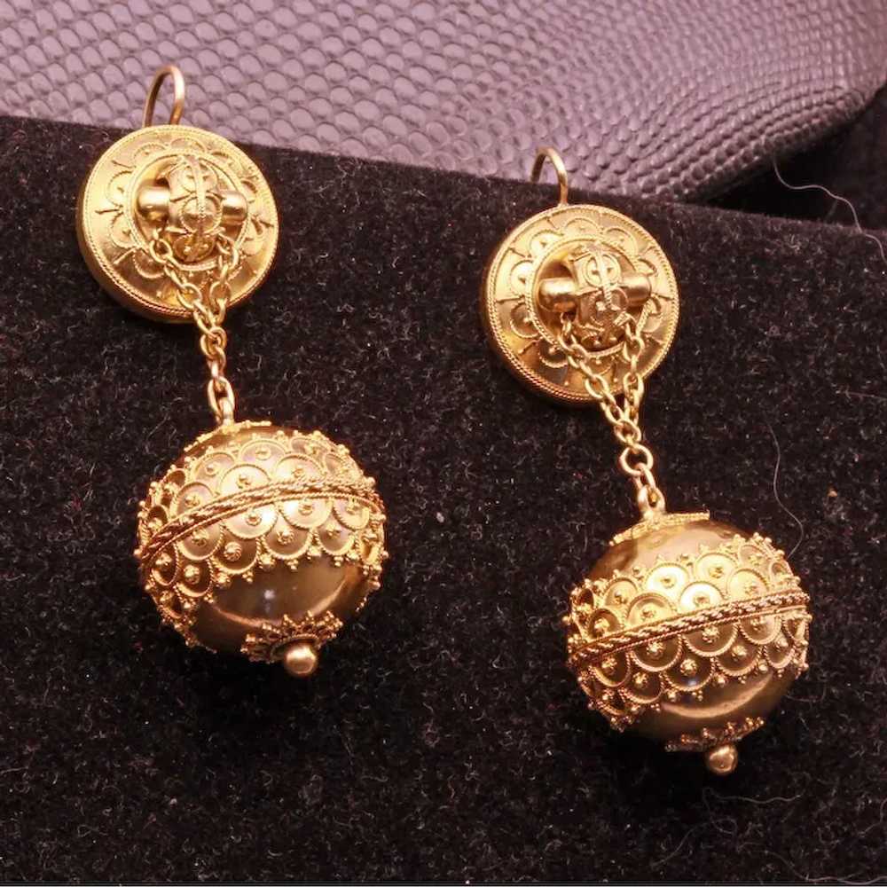 Antique Victorian Etruscan Revival Earrings swing… - image 10
