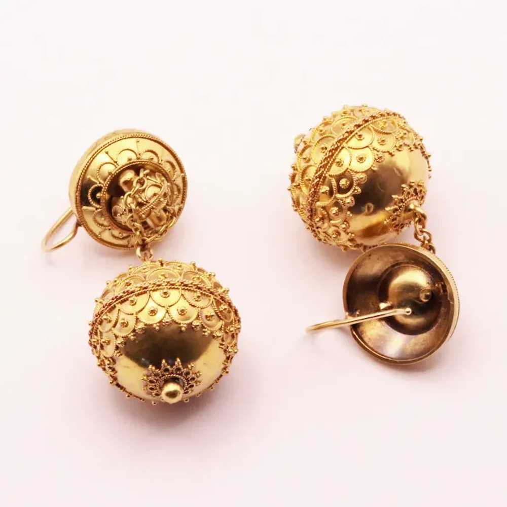 Antique Victorian Etruscan Revival Earrings swing… - image 11