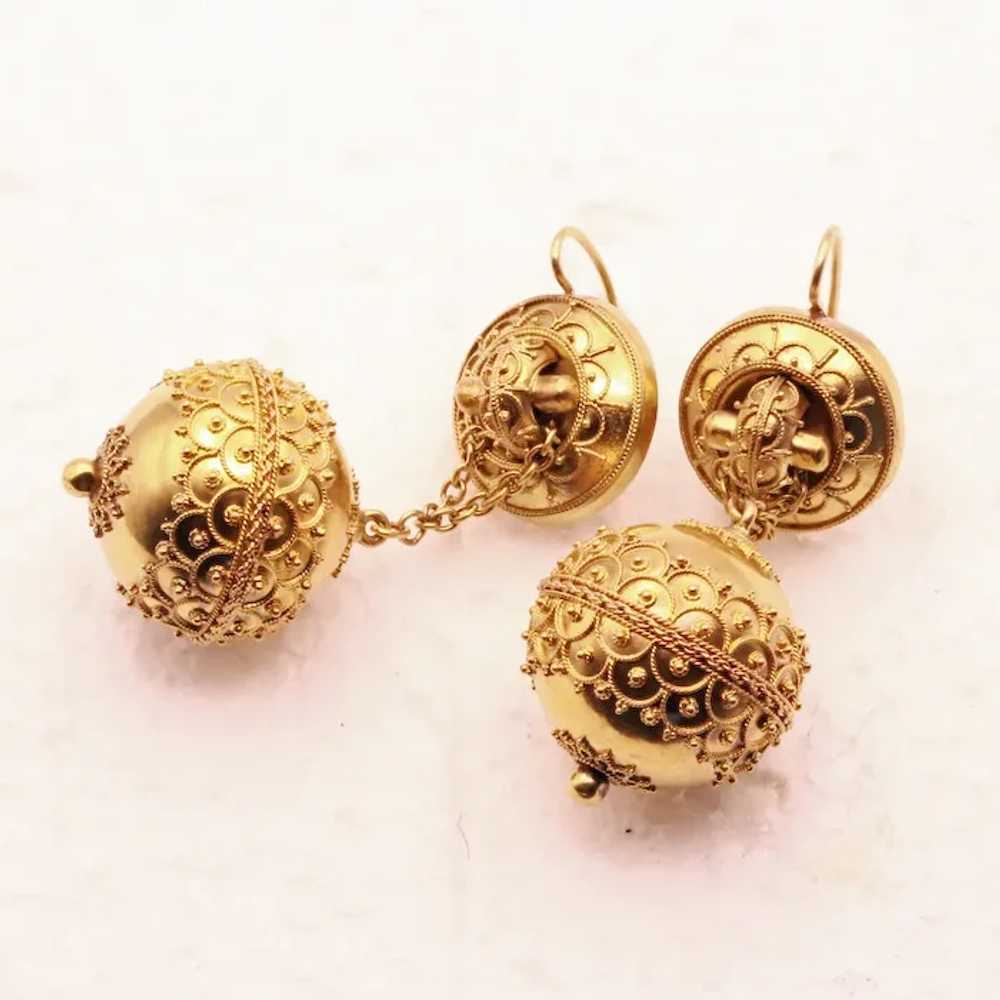 Antique Victorian Etruscan Revival Earrings swing… - image 3