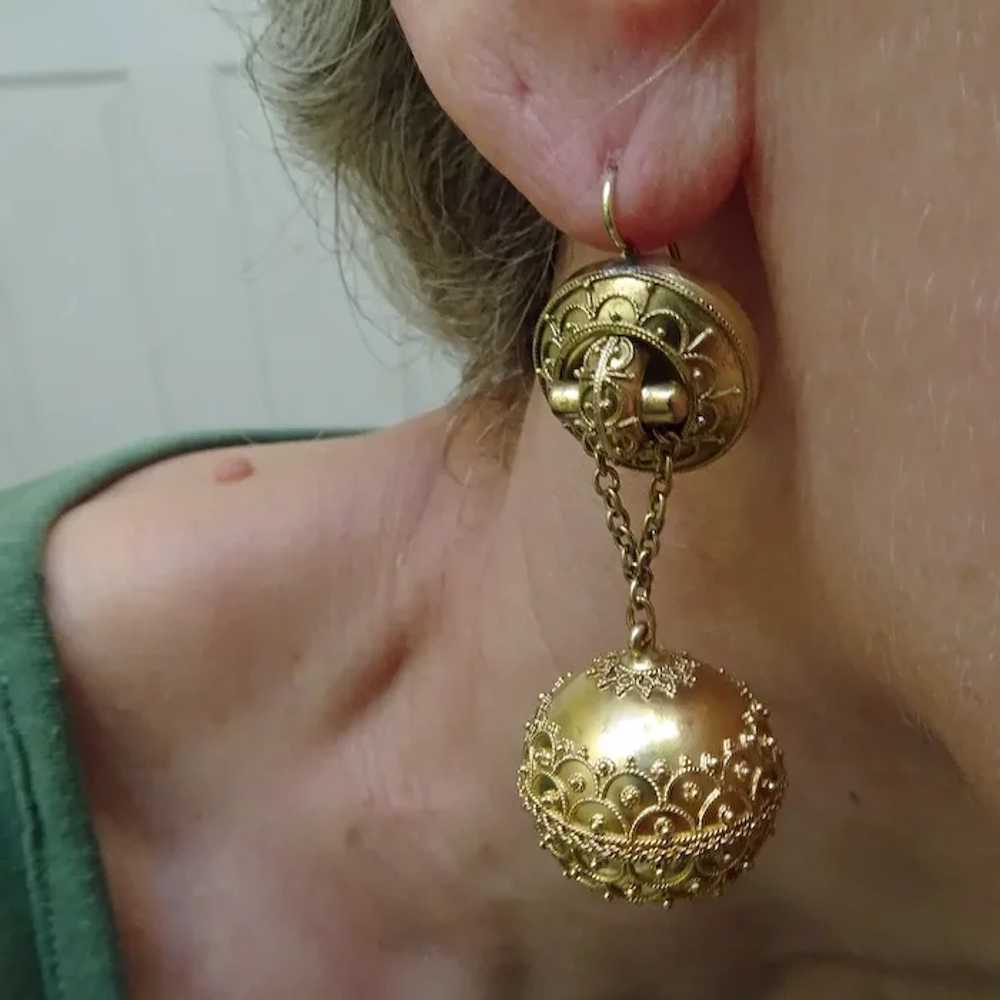 Antique Victorian Etruscan Revival Earrings swing… - image 5