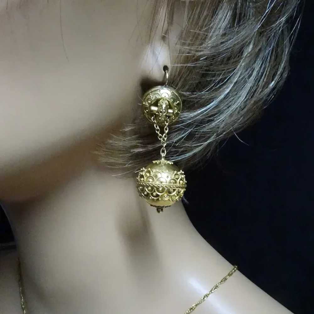 Antique Victorian Etruscan Revival Earrings swing… - image 8