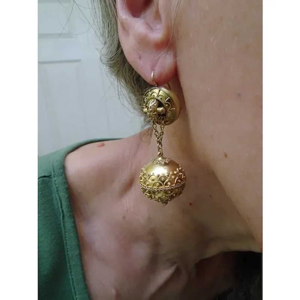 Antique Victorian Etruscan Revival Earrings swing… - image 9