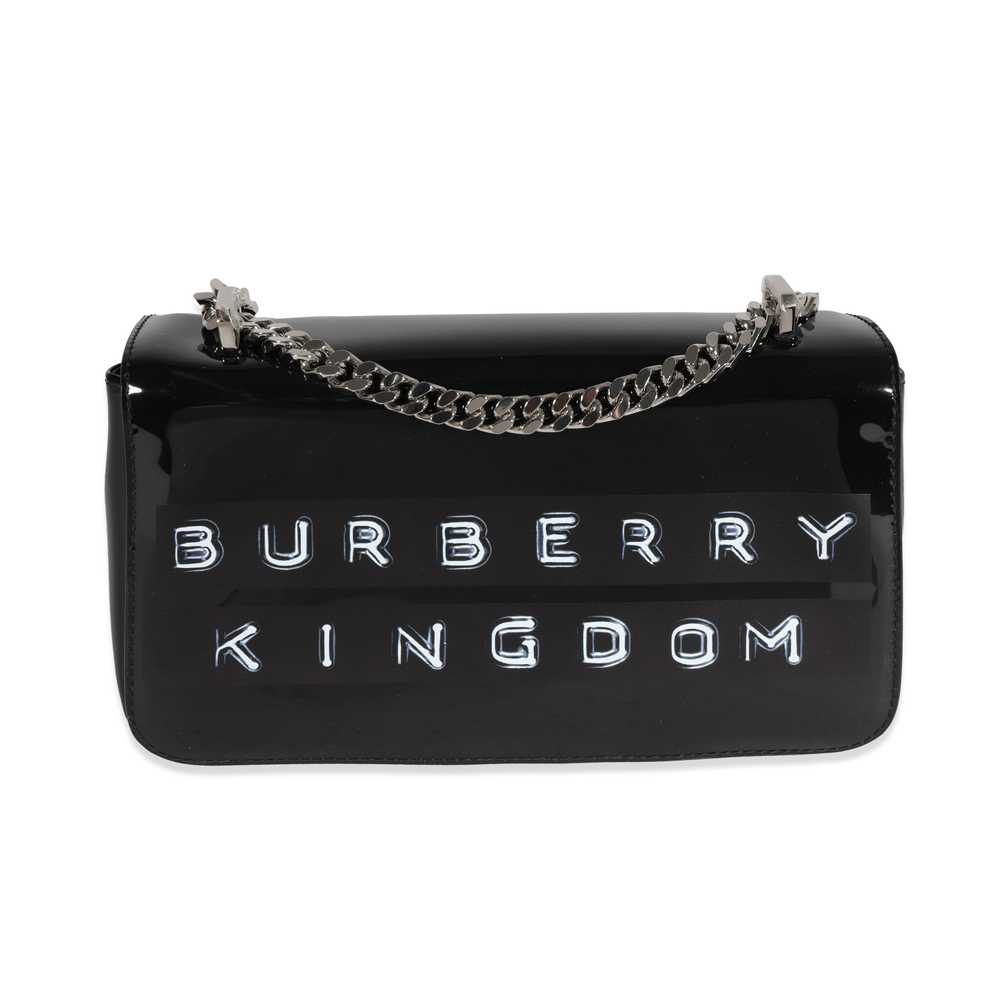 BURBERRY Black Patent Leather Tape Print Small Lo… - image 1