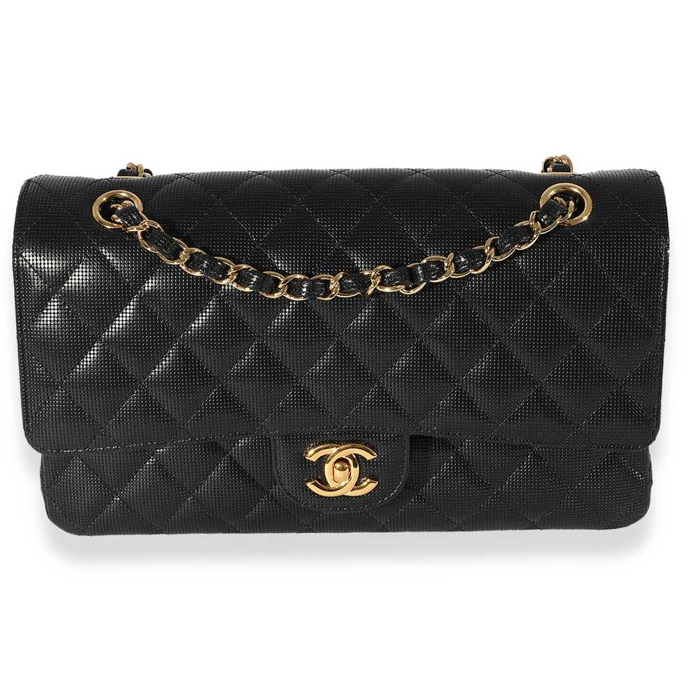 CHANEL Black Quilted Perforated Lambskin Medium C… - image 1