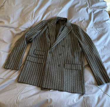 Eloquii Double Breasted Pinstripe Blazer In Pink Size 20